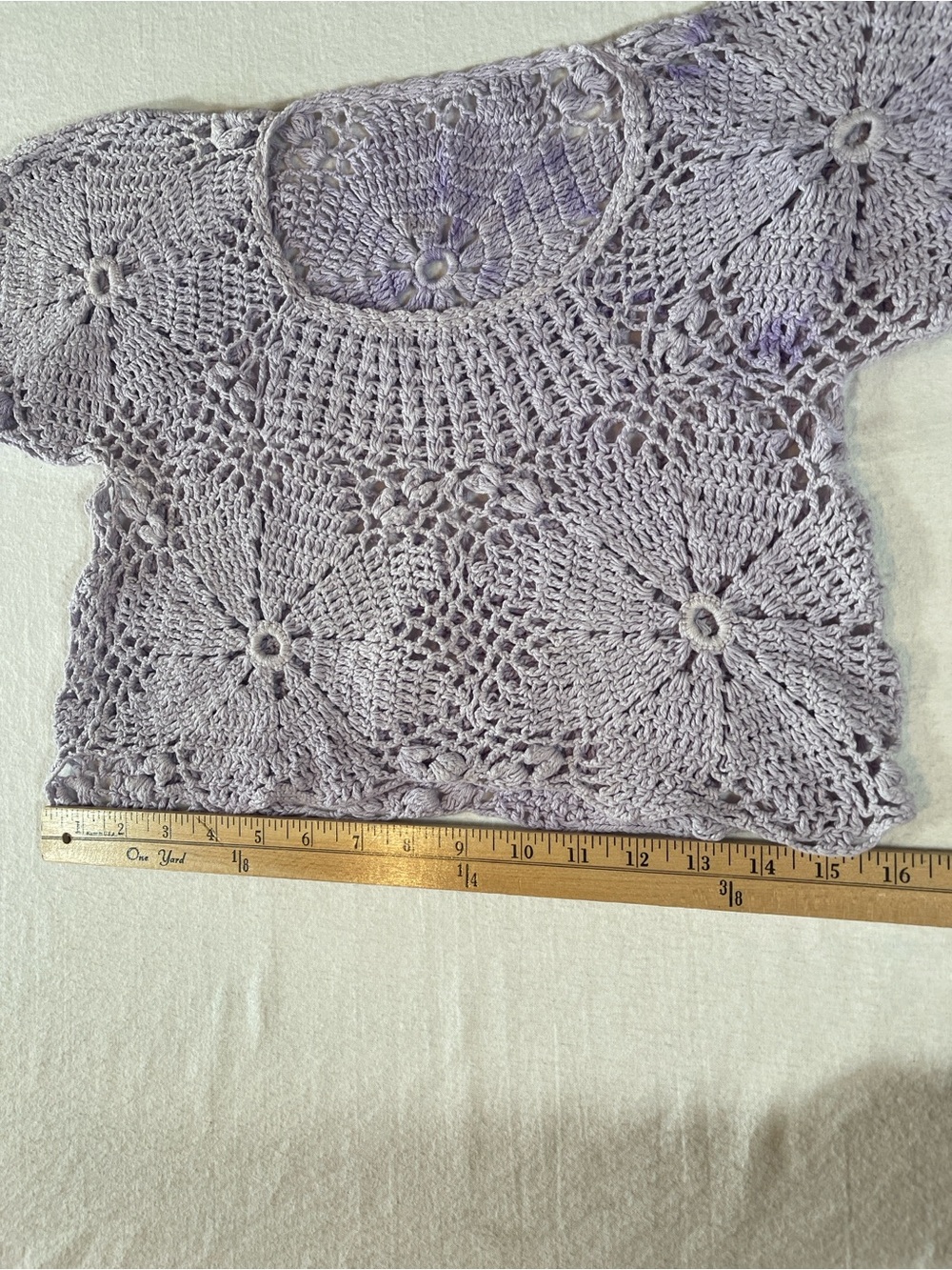 Handmade Crochet Floral Lilac Crop Top Boho Cottagecore - Picture 8 of 10
